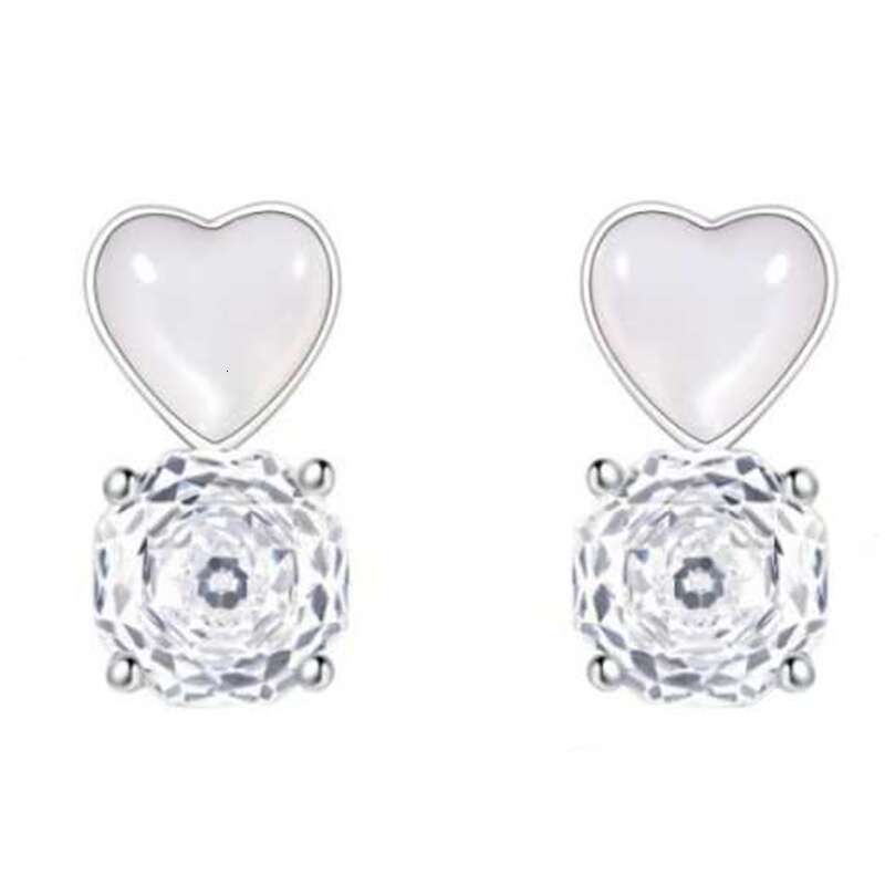 Jewelry Cubic Zircon Stud Earrings Charm Jewelry Silver Gold Crystal Round Square Love Heart Ear Rings Engagement Wedding Gift for woman Fine