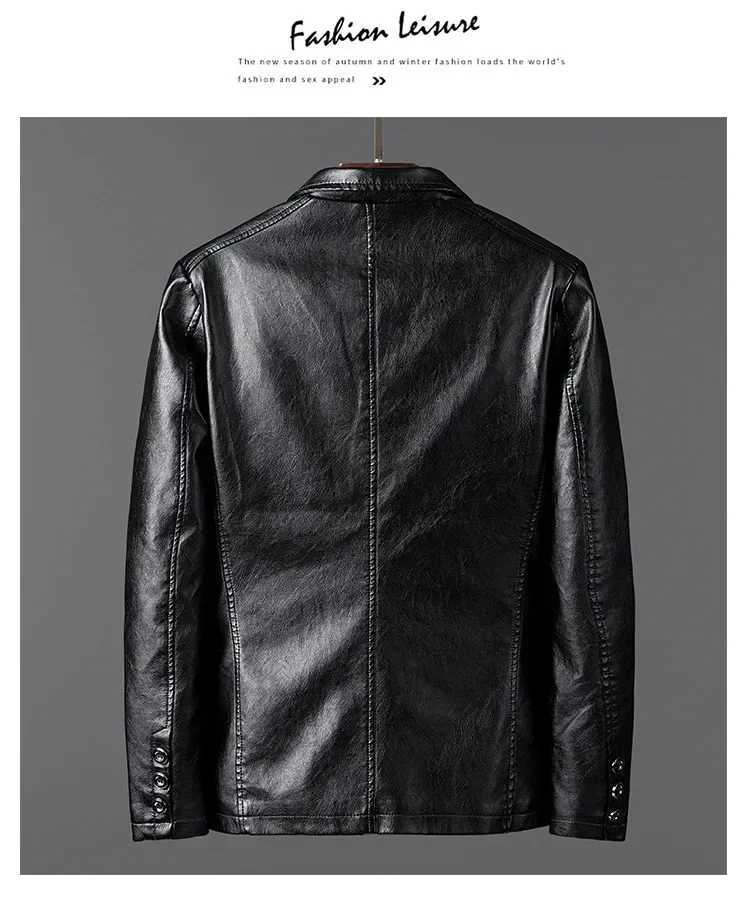 PU Leather Jackets Men Slim Fit Full Sleeve Coats Single Breasted Spliced Turn Down Collar Jacket Punk Mens Casual Autumn X250822