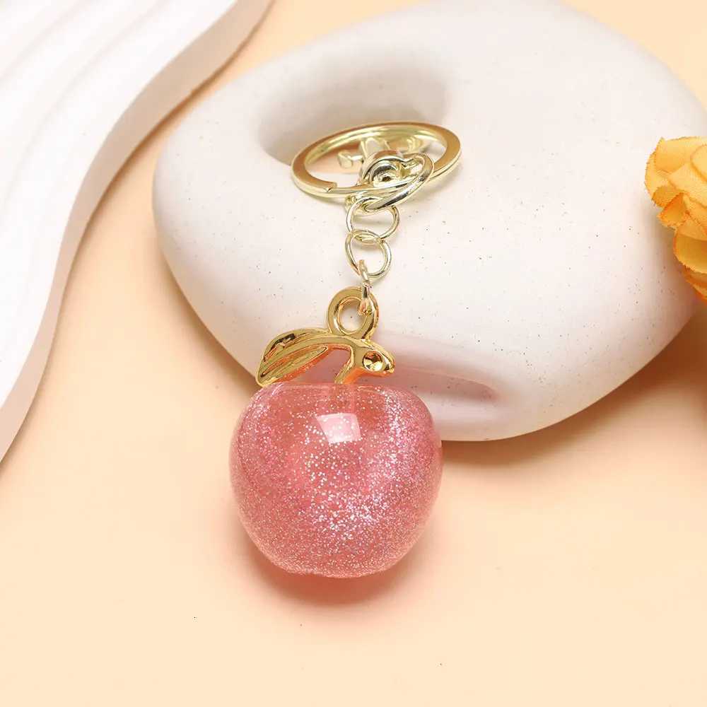 Crystal Apple Bag Charm Keychain Pendant Gift Creative Fruit Cherry Keyring Ladies Luggage Bag Decoration Bag Accessory L250822