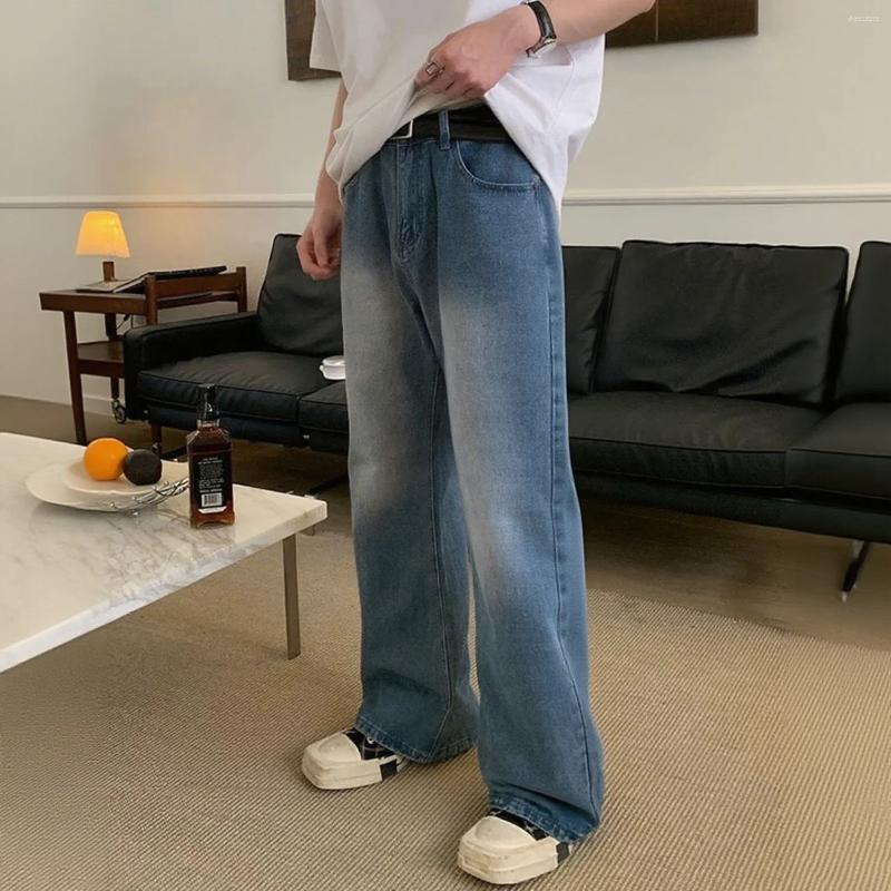 Men's Jeans Autumn Denim Pants Retro Blue Washed Male Baggy Four Seasons Straight Casual Menwear Loose Wide Leg Trousers Fashion
