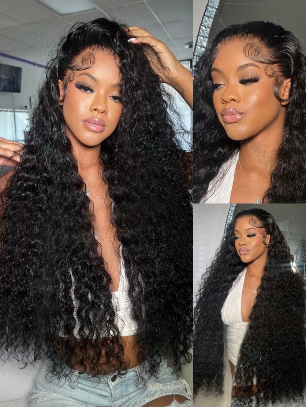 Deep Wave Frontal Wig 34 36 Inch Curly Human Hair Wigs Water Wave Lace Front Wig Brazilian 13x4 Wear And Go Glueless Wig With Baby Hair For Wemon