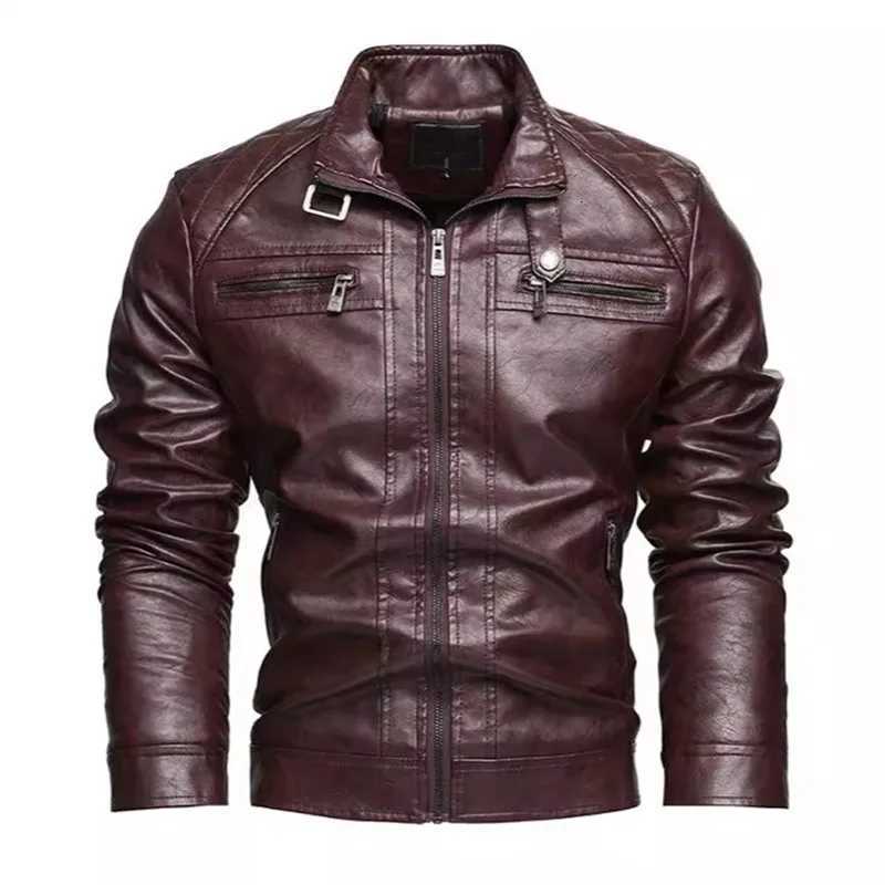 PU Leather Jacket Men Autumn Winter Motorcycles Faux Leather Coats Fashion Men Stand Collar Moto Biker Vintage Casual Outerwear X250822
