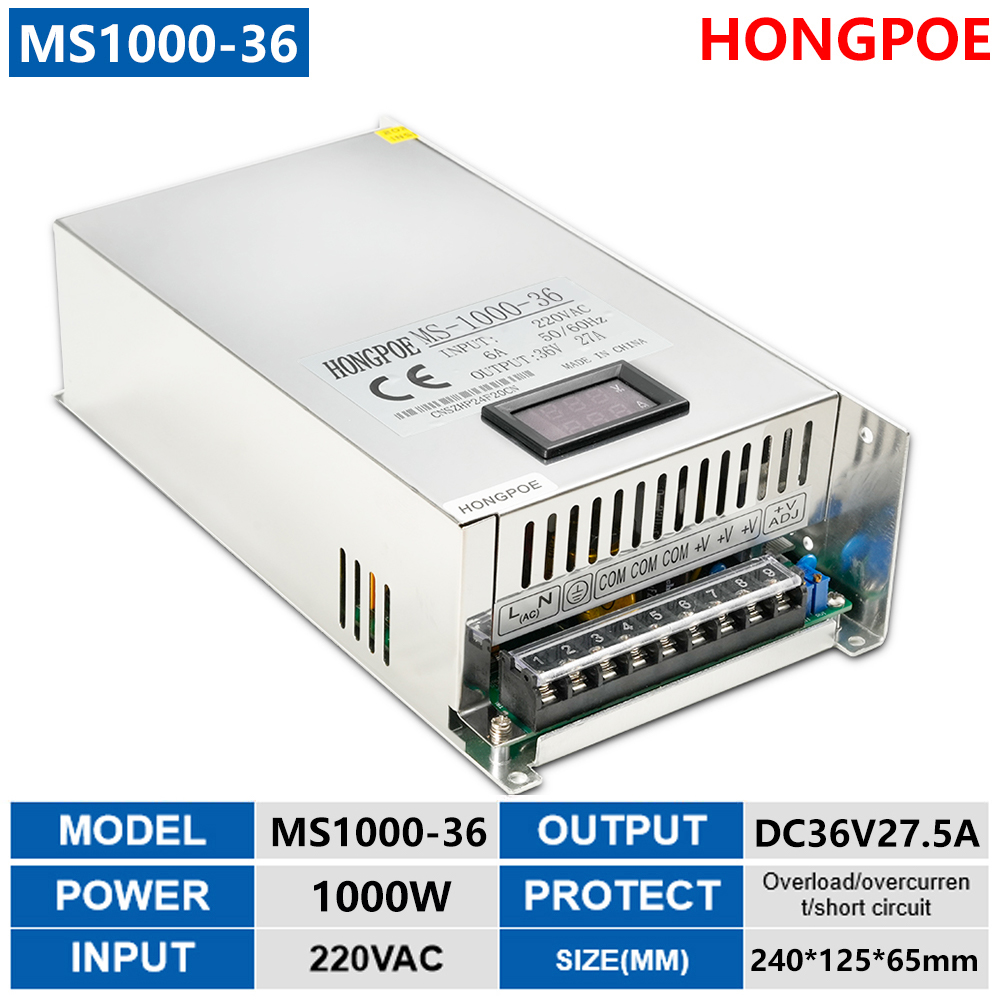 1000W 0-36V 27.5A DC switching power supply, industrial transformer power supply, AC to DC 0-36V adapter converter, suitable for LED light strips, s