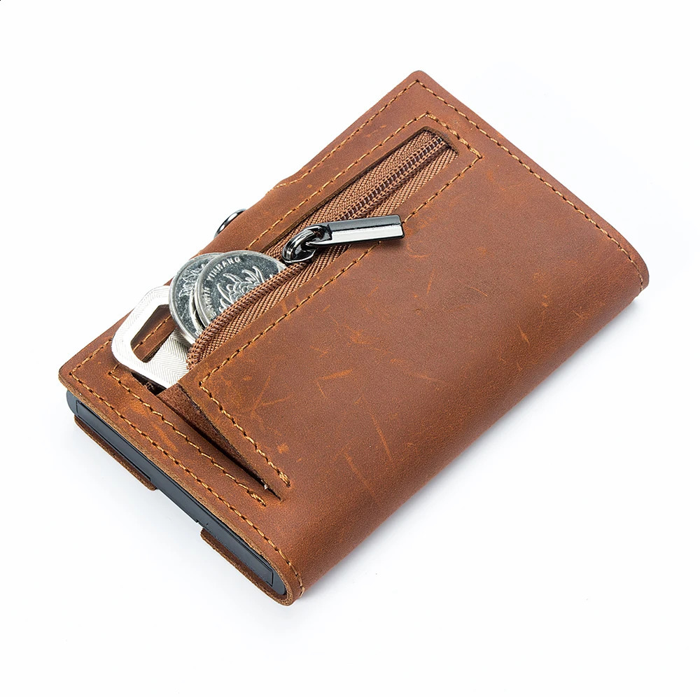 CASEKEY Men Wallets 100 Genuine Cow Leather Popup Short Card Holder Purse High Quality Male Wallet Tarjeteros Para Hombre 251023