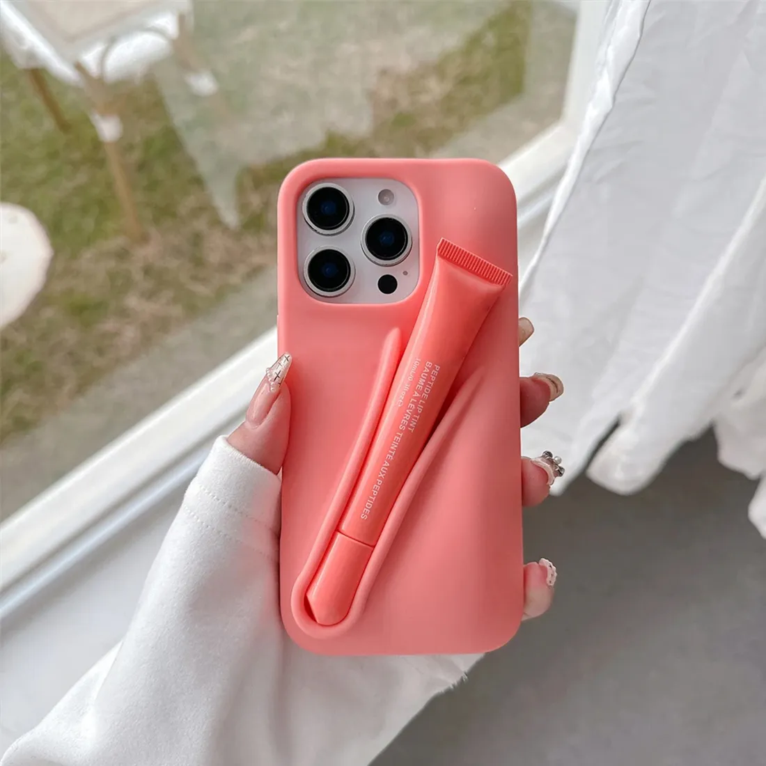 Original Lipstick Holder with Lip Glass Phone Case for iPhone 13 16 15 Pro Max 11 12 14 Plus Lip Balm Soft Silicone Cover