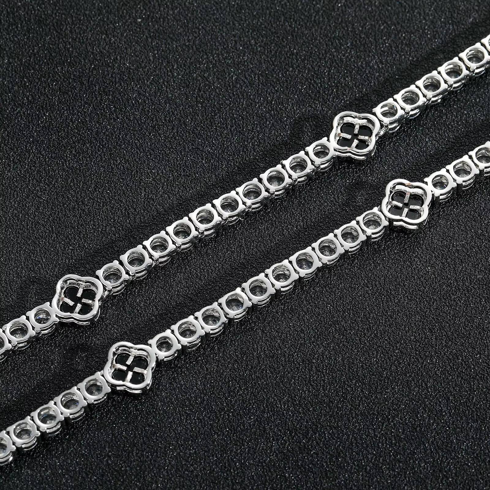 4mm tennis chain flower bracelet necklace 925 silver moissanite tennis necklace ladies fashion hip hop jewelry