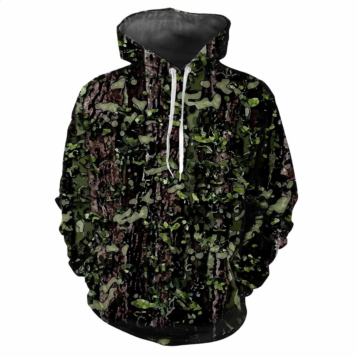 Mens Forest Camouflage Hunting Animals Outdoor Camouflage Spring Autumn Hoodie Street Trend Loose Comfortable Casual Clothing 250822
