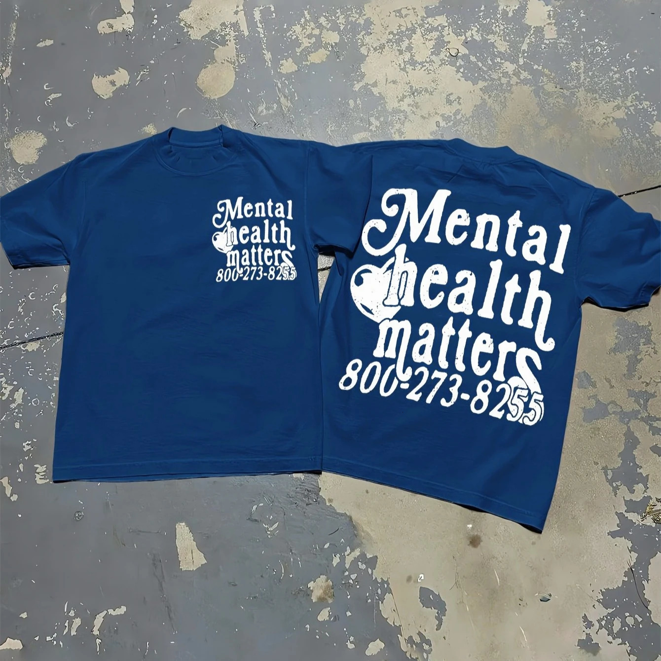 Men Women Summer Round Neck Short Sleeved Casual Cotton Print T-shirt MENTAL HEALTH MATTERS Letter Print Vintage Y2K Streetwear 250822