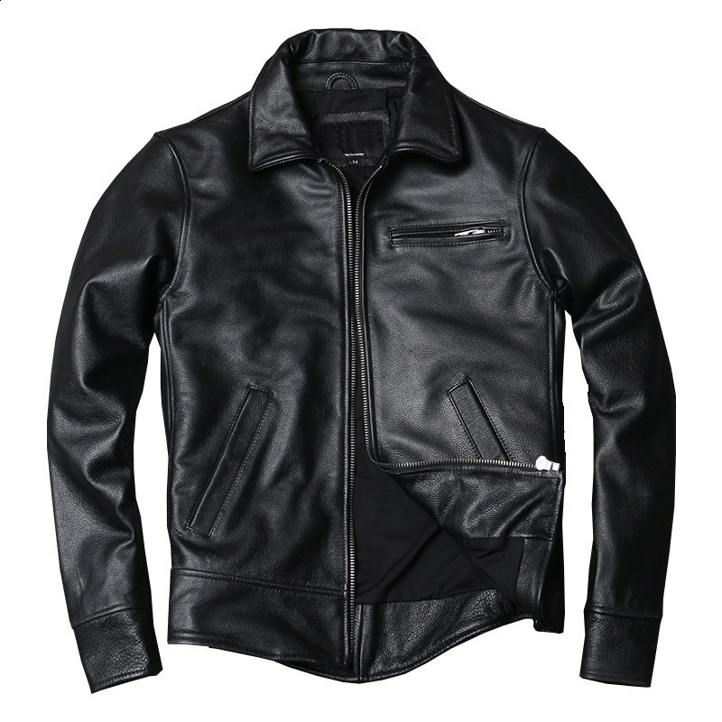 Mens genuine leather jacket retro brown 100% denim jacket mens ultra-thin fashionable motorcycle clothing Asian size S-6XL M697 direct 241017