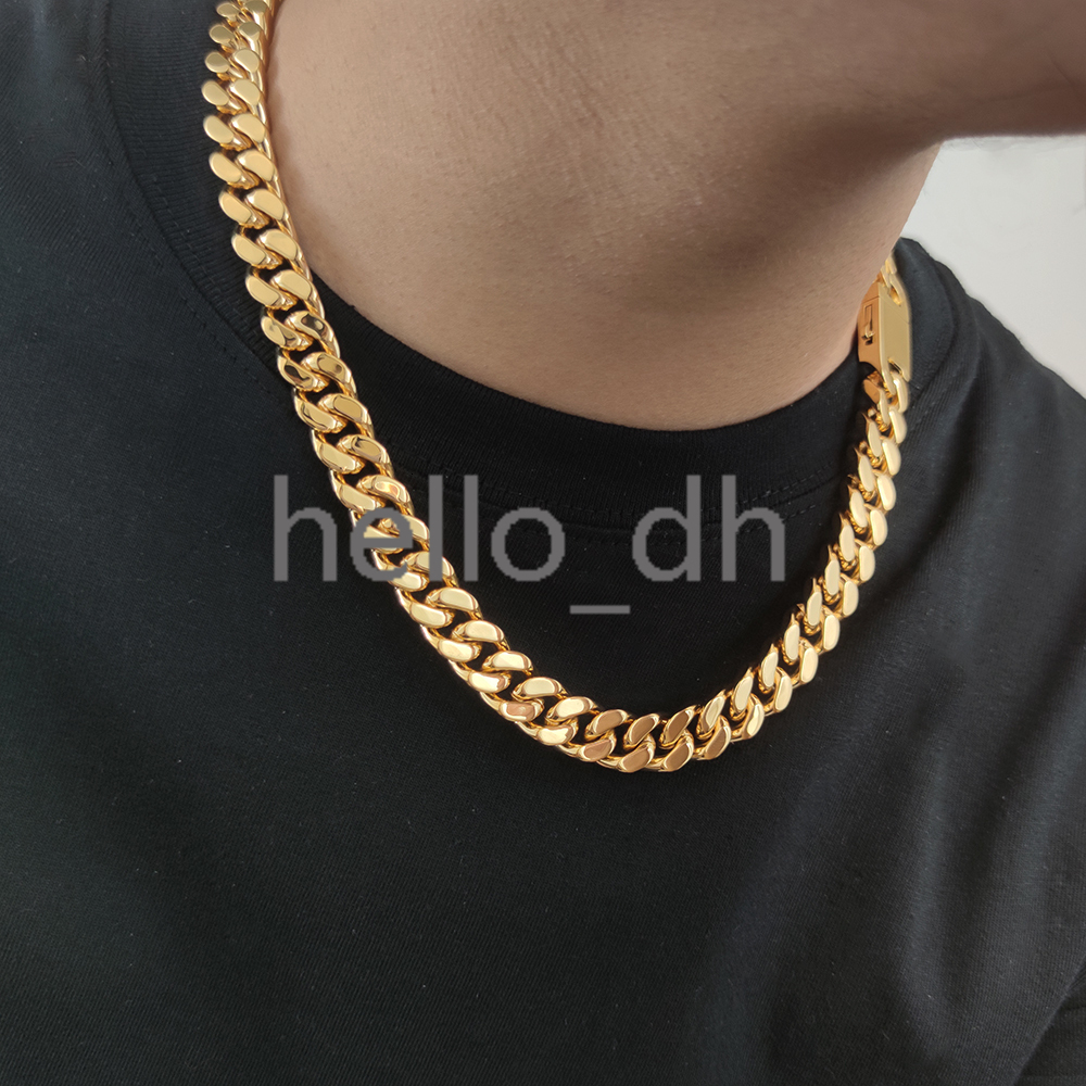 Hip Hop Silver Cuban Curb Link Mens Miami High Polishing 925 silver 925 silver Encrypted Chain Necklace Cuban Link Chain