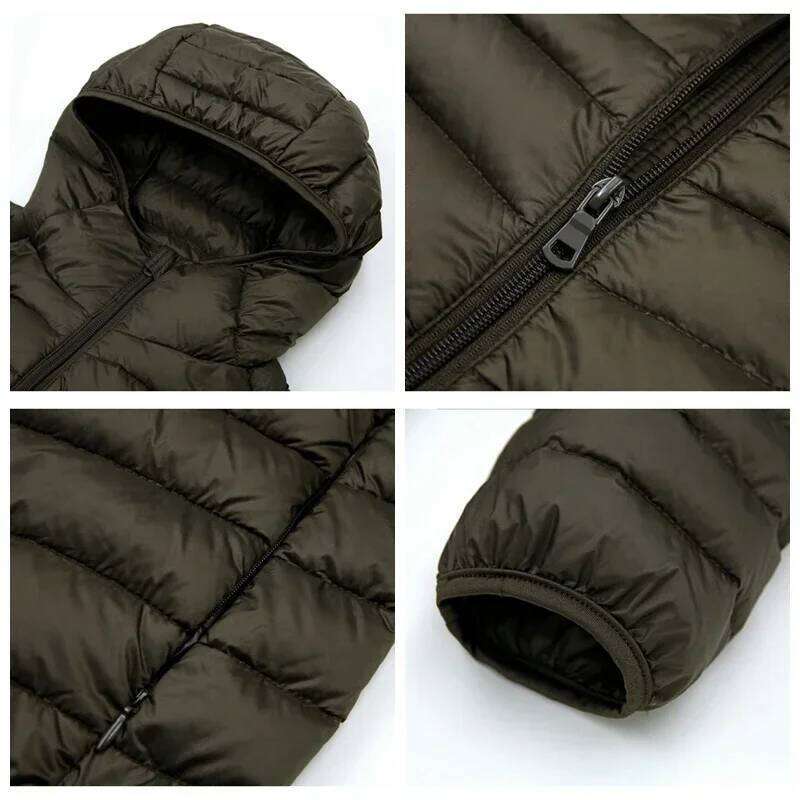 Men Down Jacket Coats Puffer Jacket 90% White Duck Down Super Light Down Jacket Men's Lightweight Thermal Coat Hooded Feather Coat