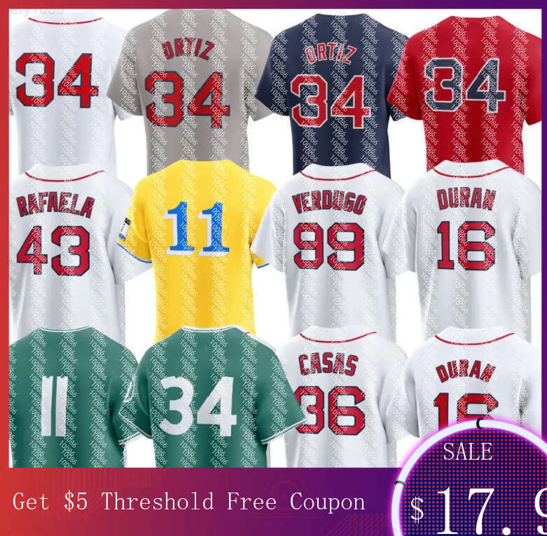 MLB Men Custom Red Sox Baseball Jersey David Ortiz Rafael Devers Masataka Yoshida Triston Casas Ceddanne Rafaela Connor Wong Jarren Duran ALEX BREGMAN Roman Anthony