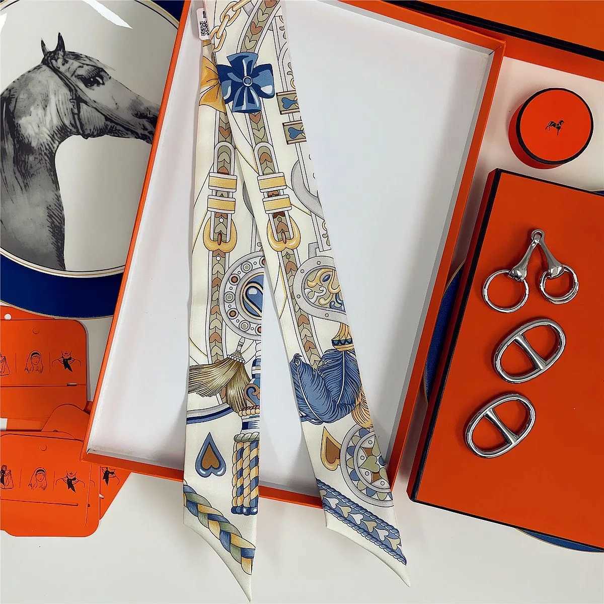French New Style Scarf Heart Leather Buckle Feather Pattern Bow Ribbon for Women Tied Bags Necktie Multifunctional Accessories H260509