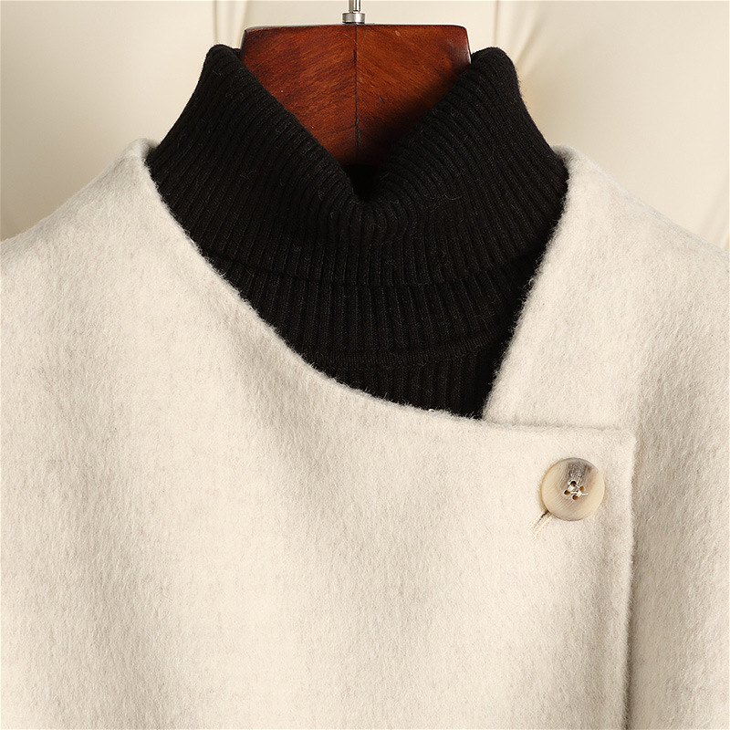 D4167 New autumn and winter double-faced wool coat, extended style, over-knee lace-up, slim fit, high-end feel