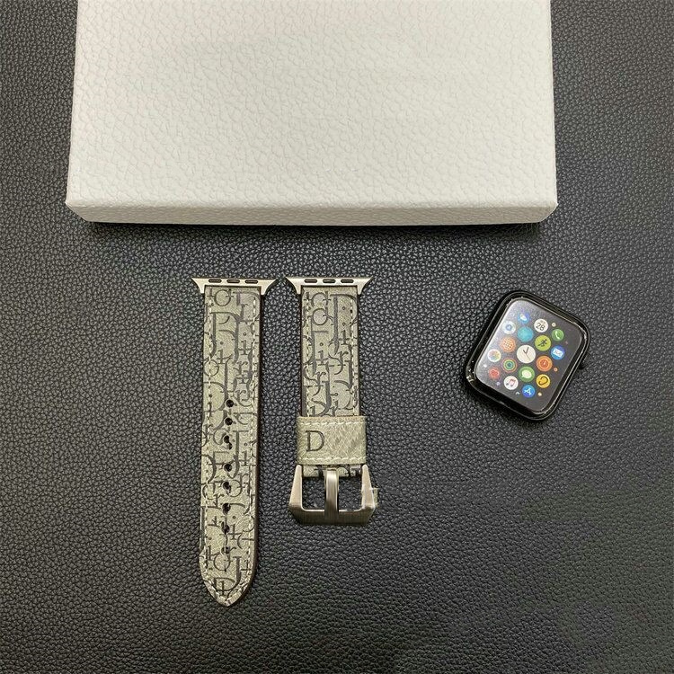 2025 luxury leather brand Apple Watch letter D strap suitable for 38/40/41/42/44/45/46/49mm leather hand sewn material Black/Grey/Blue/Dark Green/Red 