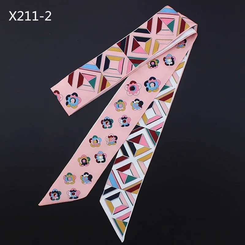 Design 2023 New Brand Scarf Small Floral Silk Scarf For Women Geometric Print Handle Bag Ribbons Fashion Head Scarf Long Scarves W250822