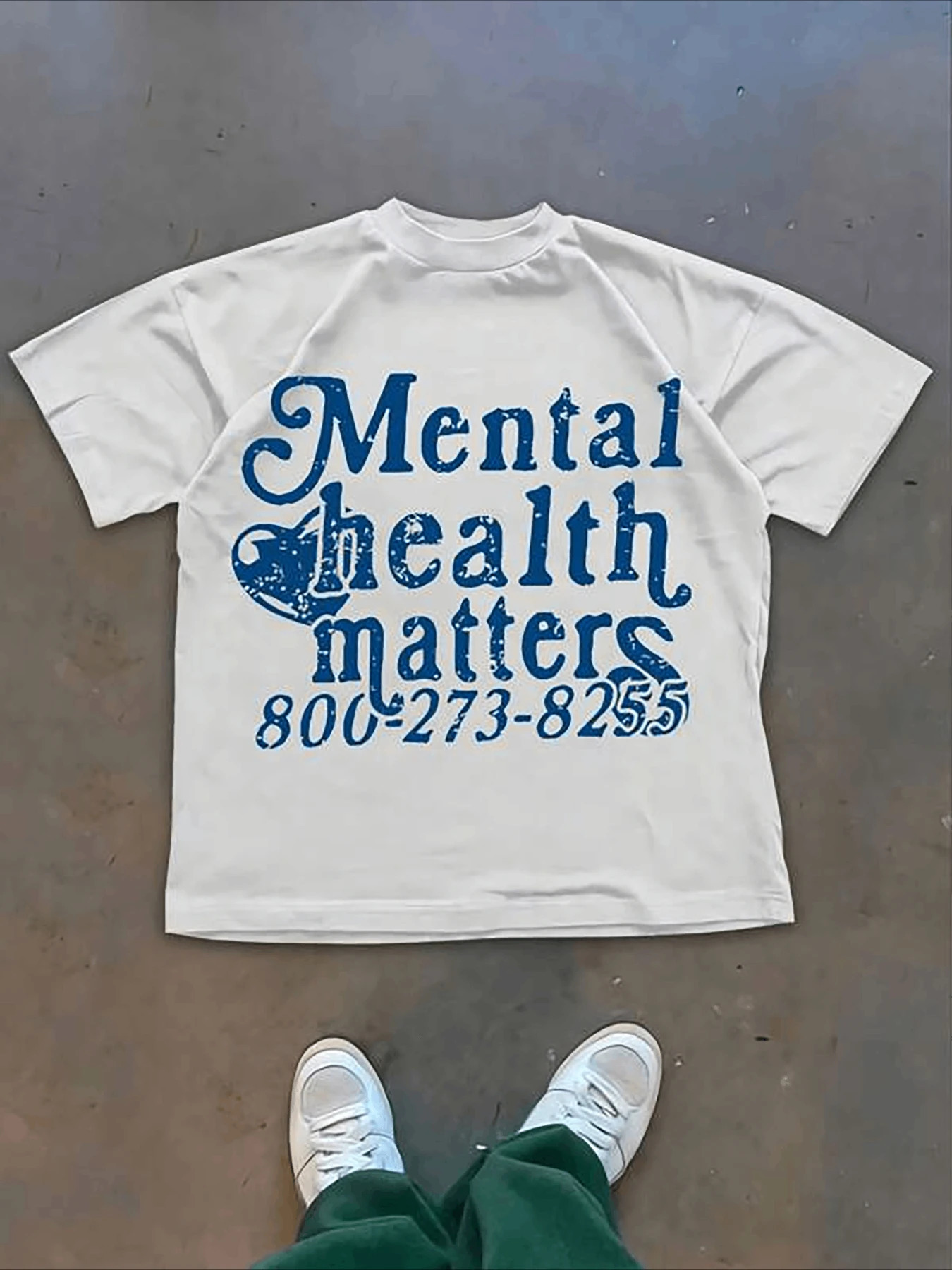 Men Women Summer Round Neck Short Sleeved Casual Cotton Print T-shirt MENTAL HEALTH MATTERS Letter Print Vintage Y2K Streetwear 250822