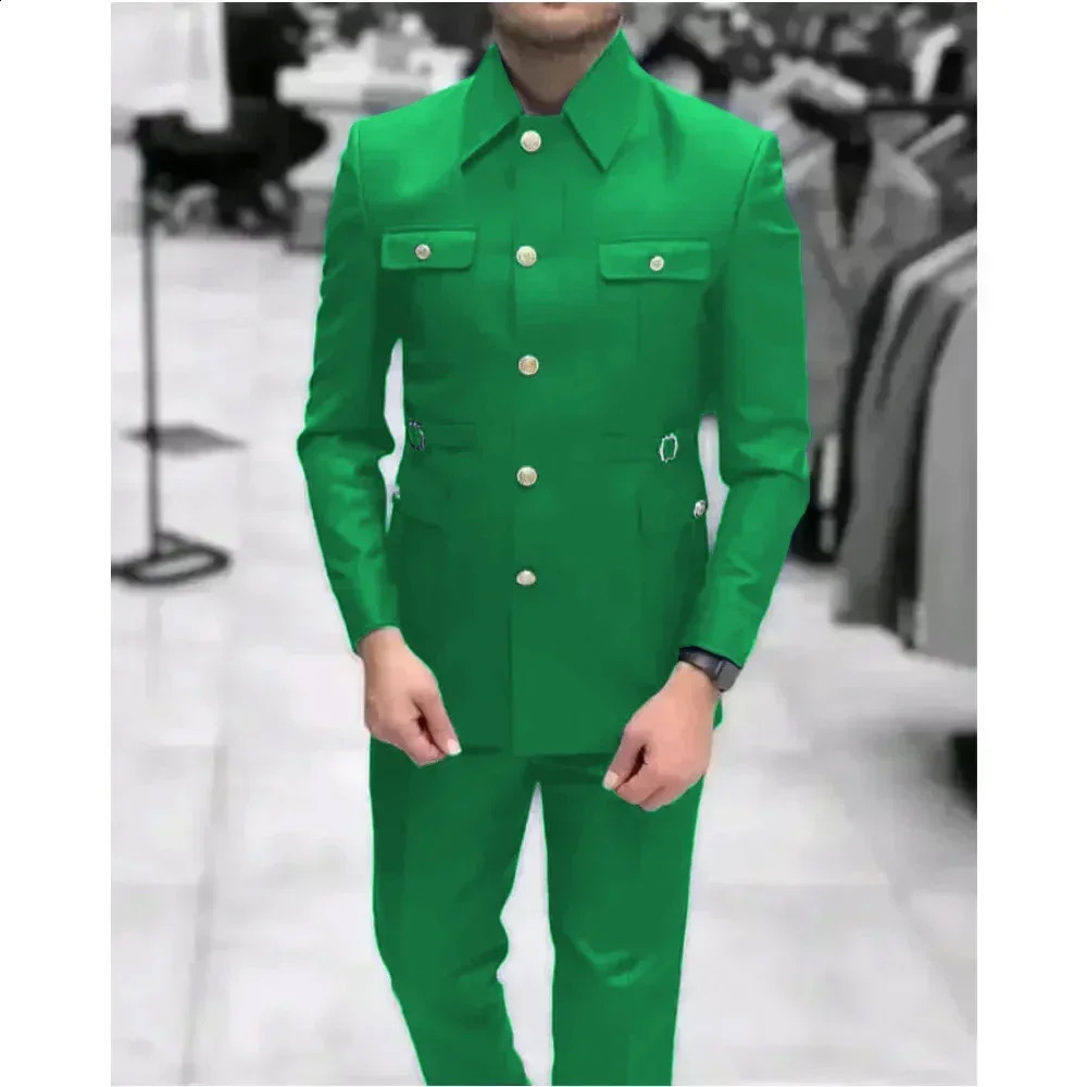 Mens Stand Collar Chinese Style Elegant Suits For Men Slim Fit Formal Groom Tuxedos Prom2 Pcs Classic Male Blazer Costume Homme 250822