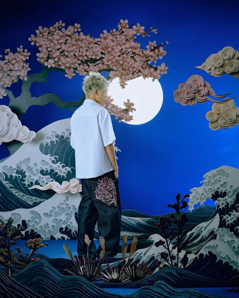 Y2K jeans Harajuku Gothic vintage plum blossom embroidery pattern wide leg pants Streetwear Casual Hiphop American 250822