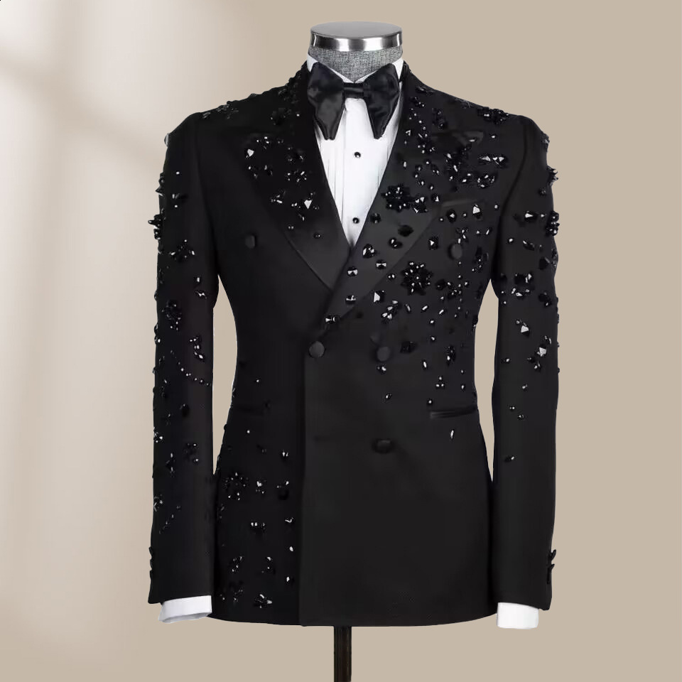 Beading Light Mens Stage Performance Suit Heavy Craftsmanship Niche Concert Slim Fit Suit Set 250822