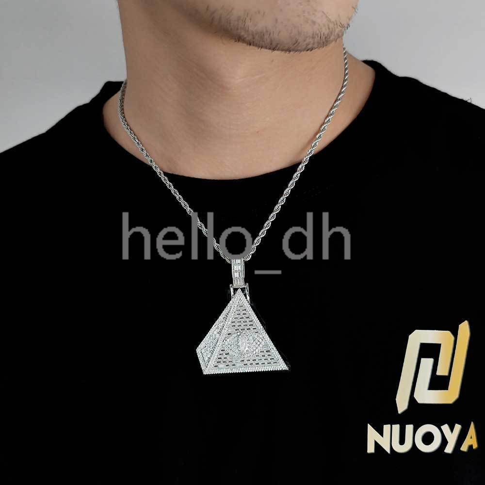 Hip Hop Iced Out Bling moissanite moissanite moissanite Triangle Eye Pyramid Pendants for Men Jewelry