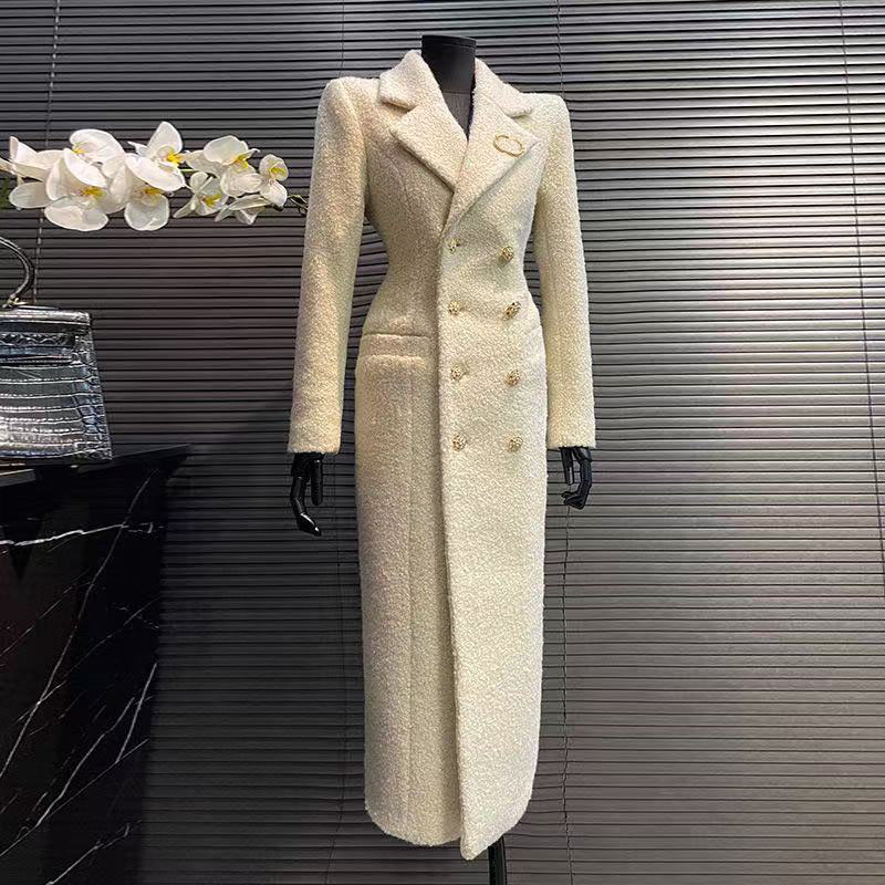 designer's new women's woolen coat, high-quality women's jacket, brooch decoration, luxurious Asian size S-XL