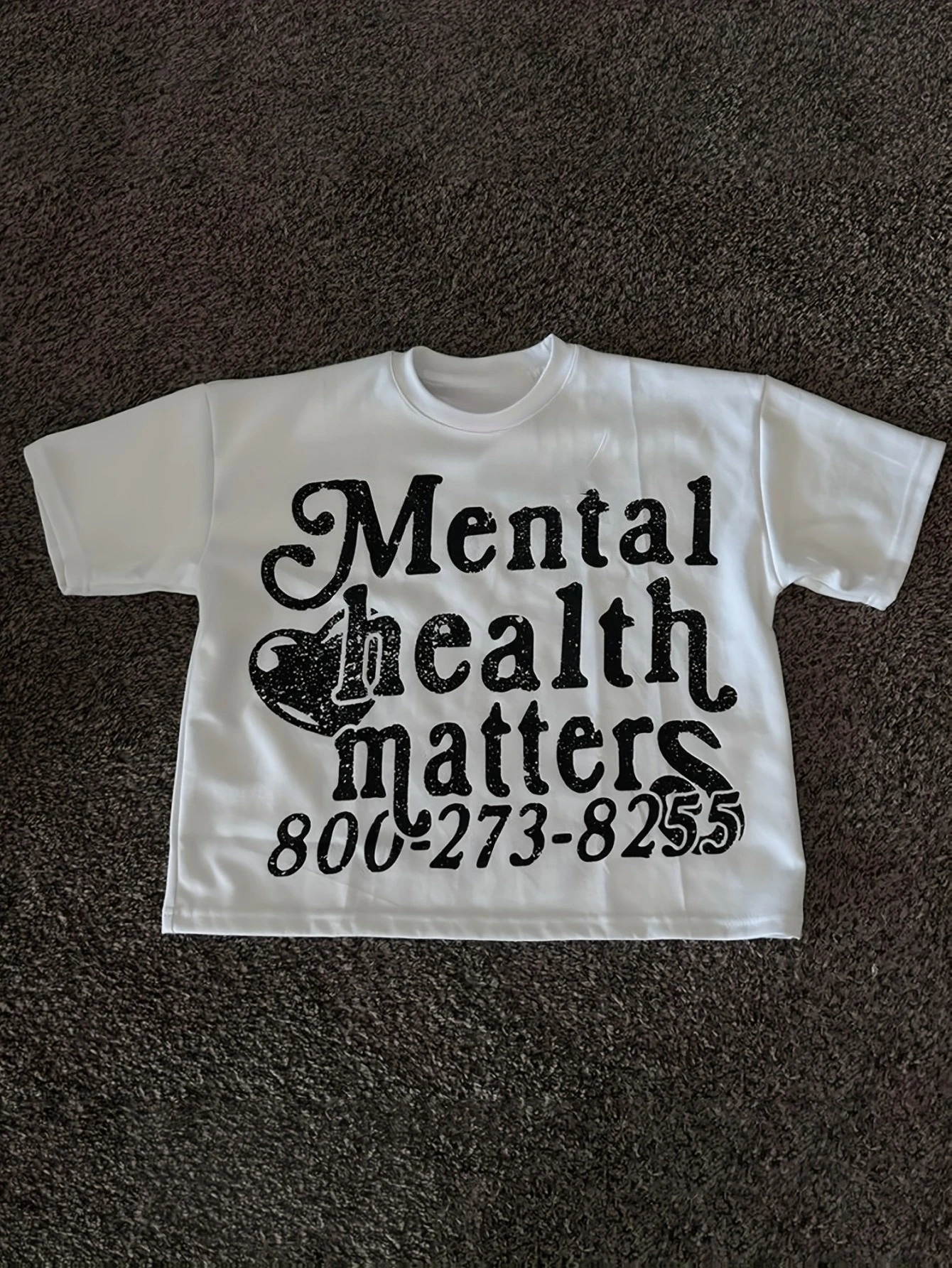 Men Women Summer Round Neck Short Sleeved Casual Cotton Print T-shirt MENTAL HEALTH MATTERS Letter Print Vintage Y2K Streetwear 250822