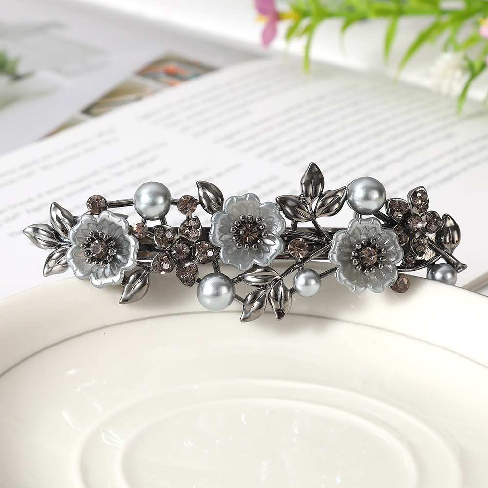 New Small Flower High-end Alloy Spring Clip Hairpin Accessories Women's Hair Ornament SY-8129