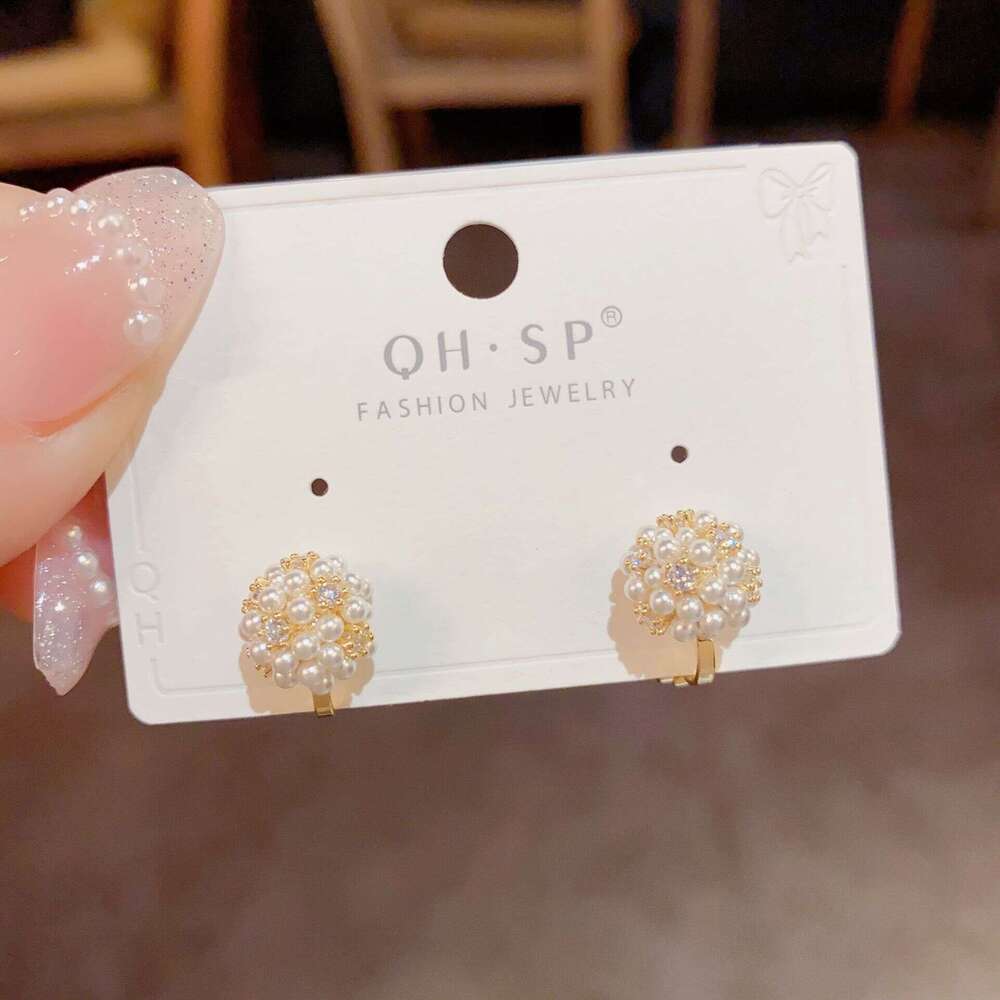 jewelry Earrings for Women Silver Bridal Bouquet Pearl Flower Stud Earring Plated 18K Gold Half Round Geometric Exquisite Wholesale