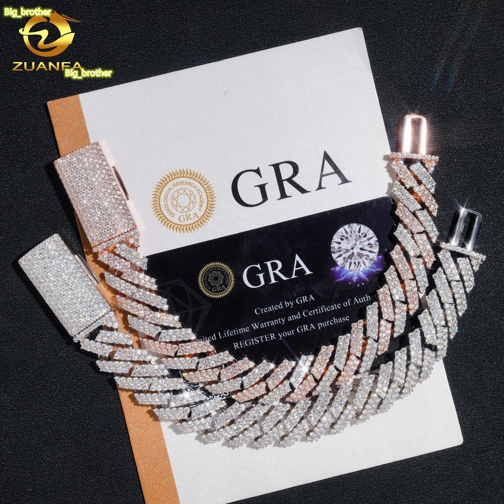 15mm Pass Diamond Tester 925 Sterling Silver VVS Moissanite Iced Out Moissanite Chain Cuban Link Custom Cuban Chain Necklace