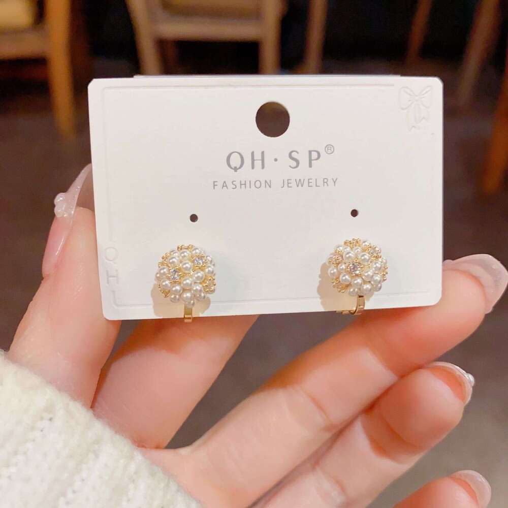 jewelry Earrings for Women Silver Bridal Bouquet Pearl Flower Stud Earring Plated 18K Gold Half Round Geometric Exquisite Wholesale