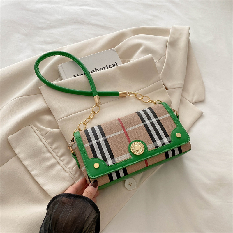 New Fashion Women's Bag 2025 High Quality Explosive Versatile Shoulder Bag Striped Splicing Crossbody Bag