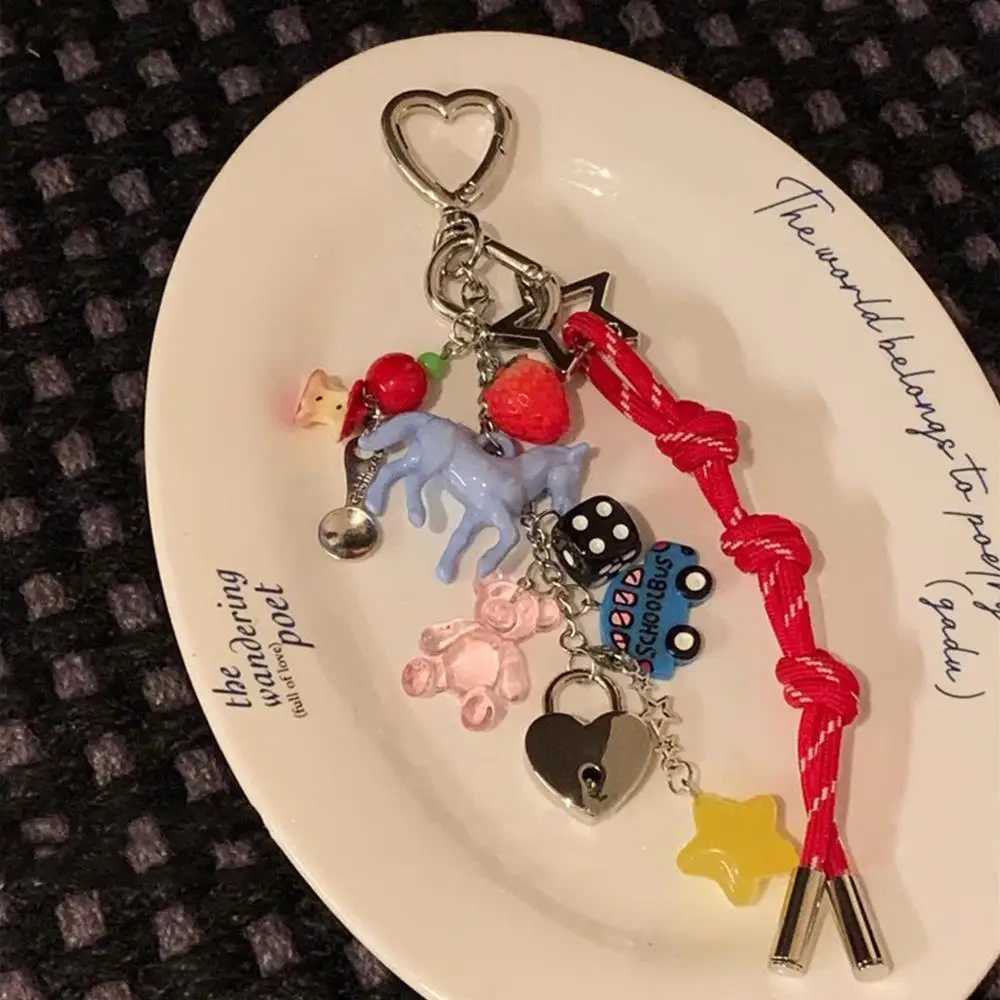 Charm Woven Rope Keychain Phone Colorful Lanyard Bag Pendant Decor Anti-lost Keychain Lanyard Small Fresh Keychain AccessoriesXJ25082