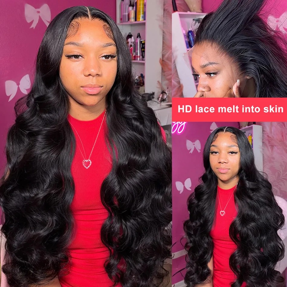 40 Inch Wear and Go Water Wave 13x6 Frontal Wig Hd Lace 200 Density Black 360 Full Lace Wig Human Hair Pre Plucked Body Wave Wig