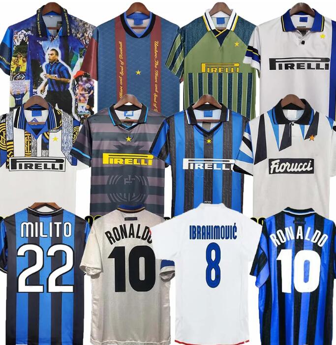 Retro soccer jerseys Inter 88 89 90 91 92 93 94 95 96 97 98 99 00 01 02 03 04 05 06 07 08 09 Ronaldo Figo ADRIANO Stankovic ZANETTI MILITO milans retrio football shirt