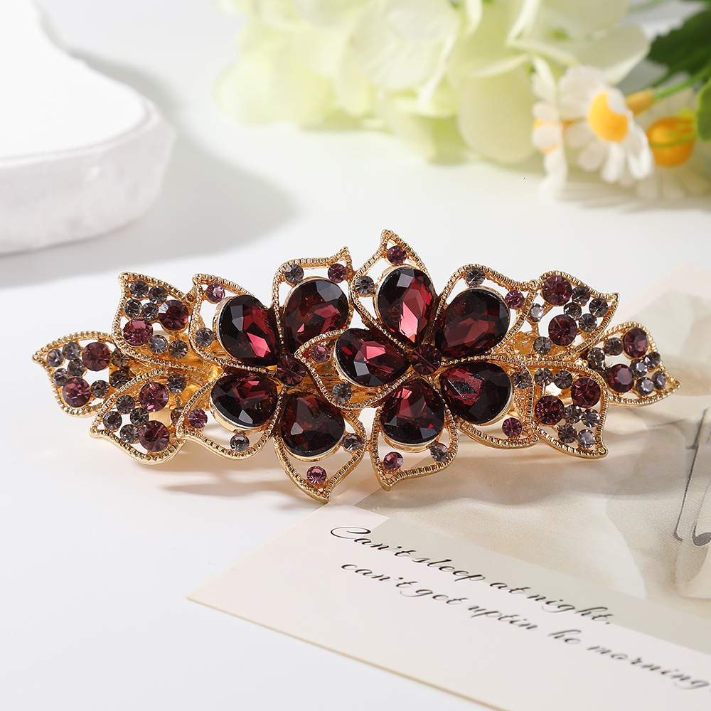 Korean Version New Crystal Women's Hairpin Fashion Back of Head Rhinestone Top Spring Clip Hair Accessory SY-8023