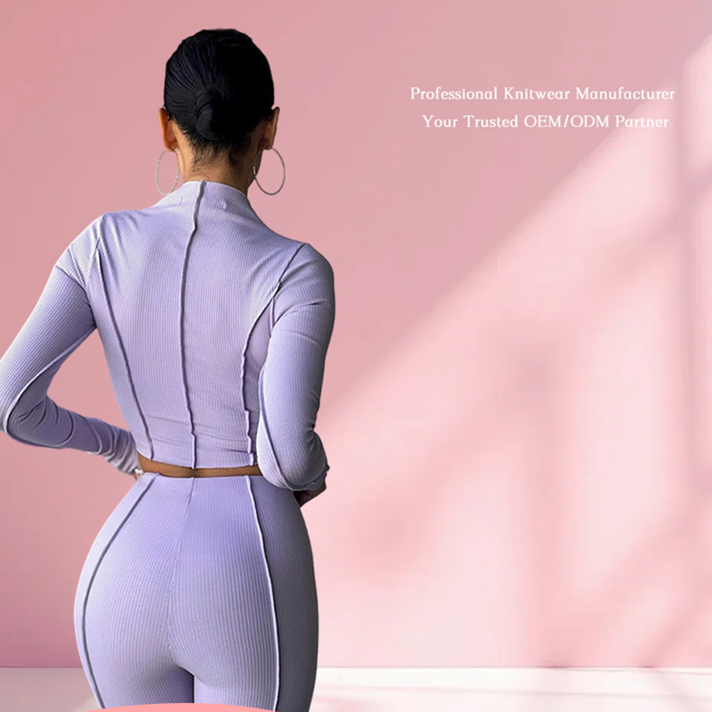 Solid Color Loungewear Casual Jogger Crop Tops Pants two pieces Women' Sets Complete styles and good quality