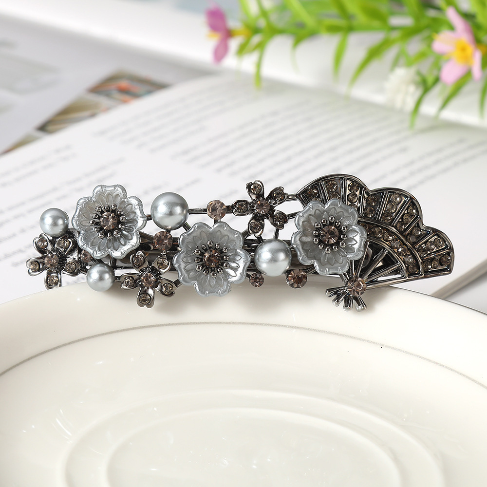 New Small Flower High-end Alloy Spring Clip Hairpin Accessories Women's Hair Ornament SY-8129