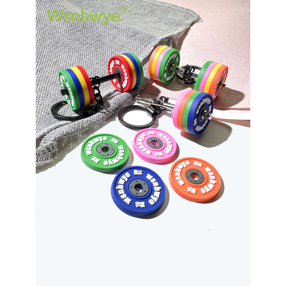 Designer Keychain Bag Charm Keychain Wallet Personalized Light Creative Gift Weightlifting Mini Barbell Silicone Small Pendant Fiess Keychain Key Ring