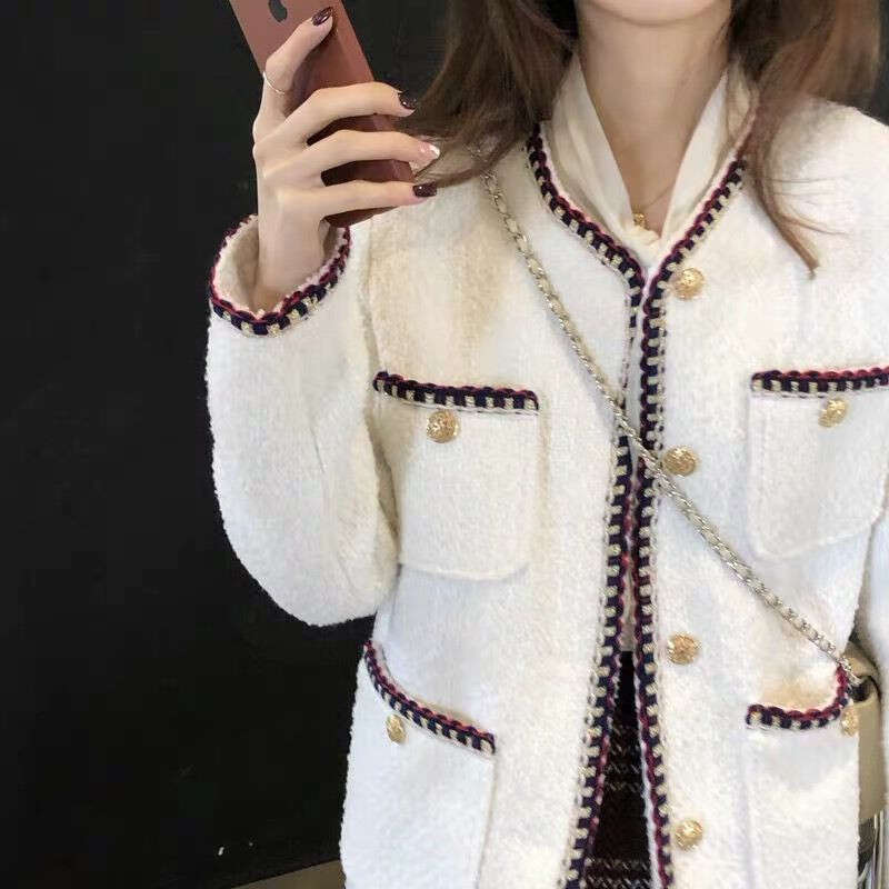 Lanjia- Chanel Style Women's Spring Autumn Loose Korean Version French Woven Tweed Casual Slimming Short Jacket Top Trendy 862Ea