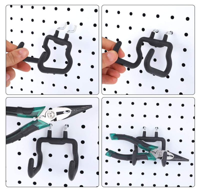 Perforated Board Garage Hooks for 1inch Pegboard Organize Tools Cables Chainsaw Hammer Power Drill Metal Double Hook Storage Solution