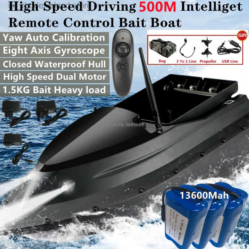 High Speed Driving 500M Smart Remote Control Bait Boat 1.5KG Load Yaw Auto Cbration Cruise Control Electric RC Fishing Boat L250822