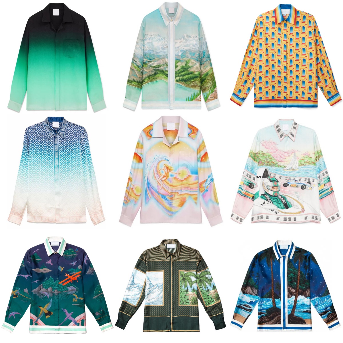 25aw Caablancc Designer Silk Shirts Casual Hawaiian Shirt Luxury Beach Long Sleeved Blouses Men Button Up Tops