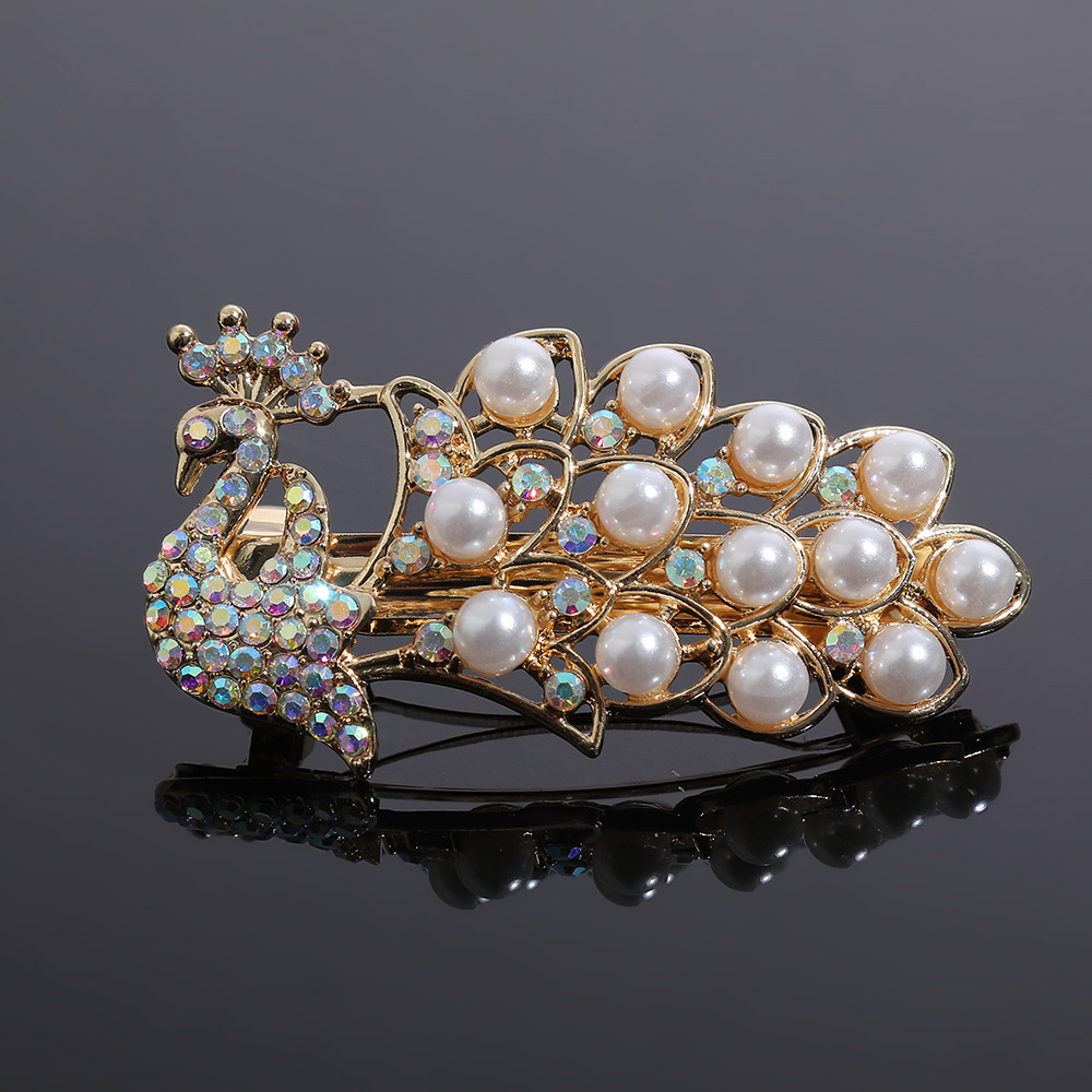 Korean Style Alloy Rhinestone Pearl Ponytail Spring Simple Back of Head Elegant Women Top Clip Hair Accessories SY-8101