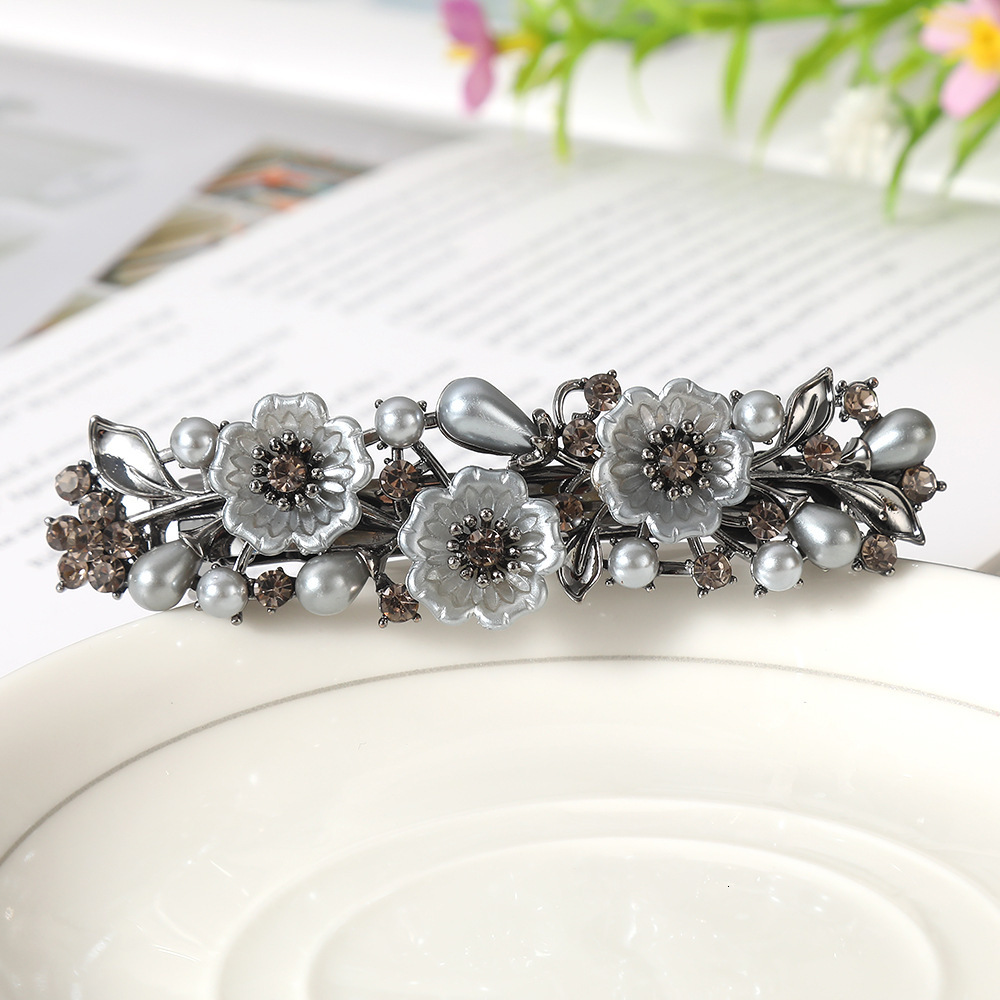New Small Flower High-end Alloy Spring Clip Hairpin Accessories Women's Hair Ornament SY-8129