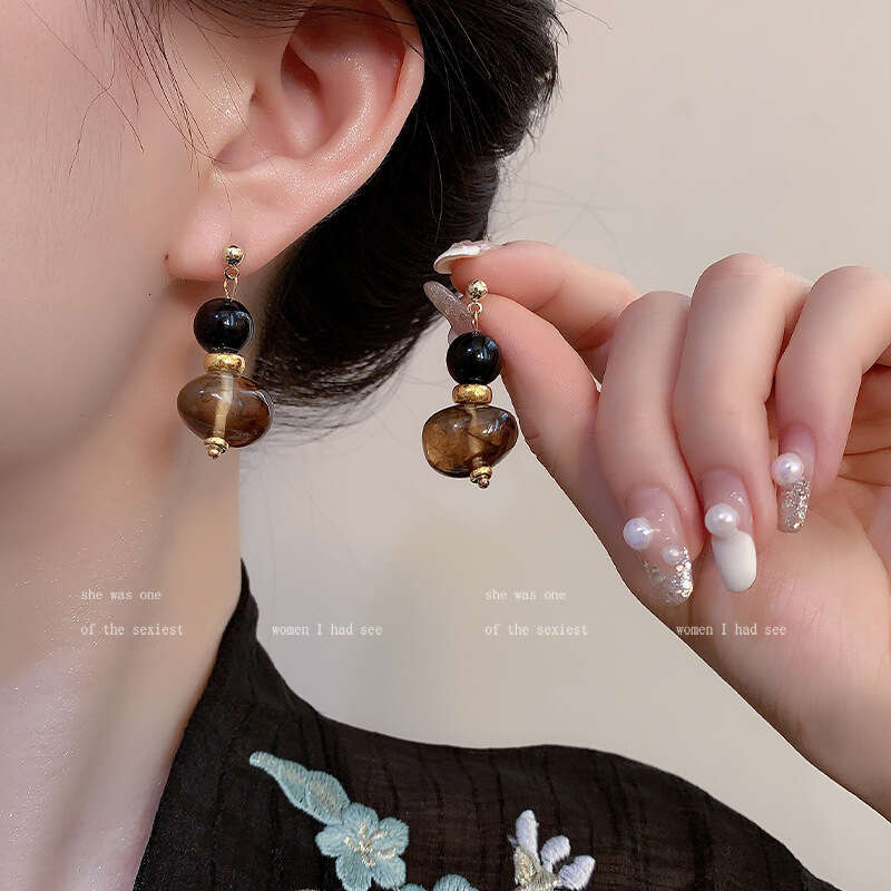 Fashion Jewelry Cute Brown Resin Metal Drop Post Earrings for Women Trendy New Styles Holiday Accessories Wholesale Gifts