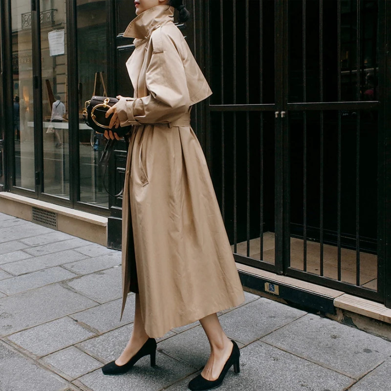 Johnature Autumn Fashion Sashes Trench For Women Korean Solid Color Turndown Collar Loose Pockets Female Coats 250822