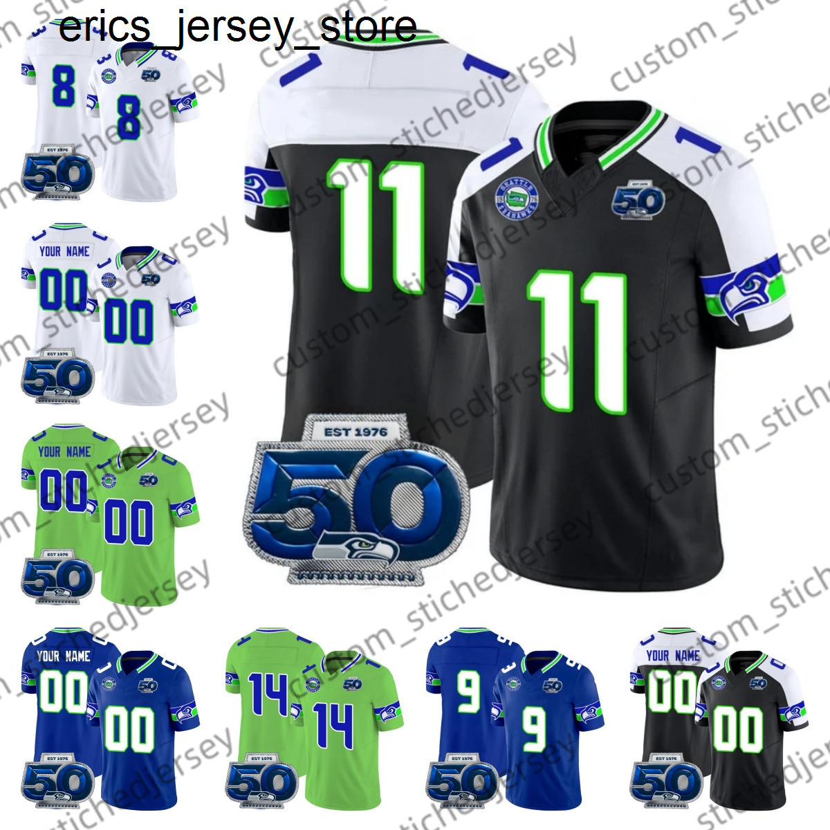 2025 Seattle New Jersey DK Metcalf 16 Lockett Football Jersey Kenneth Steve Largent Devon Witherspoon Jaxon Smith-Njigba FAN Tariq Woolen Mens Jason Myers Geno Smith