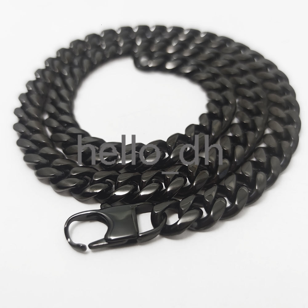 10 mm Black Plated 925 silver 925 silver Miami Cuban Link Necklace Cuban Chains Men - view 7