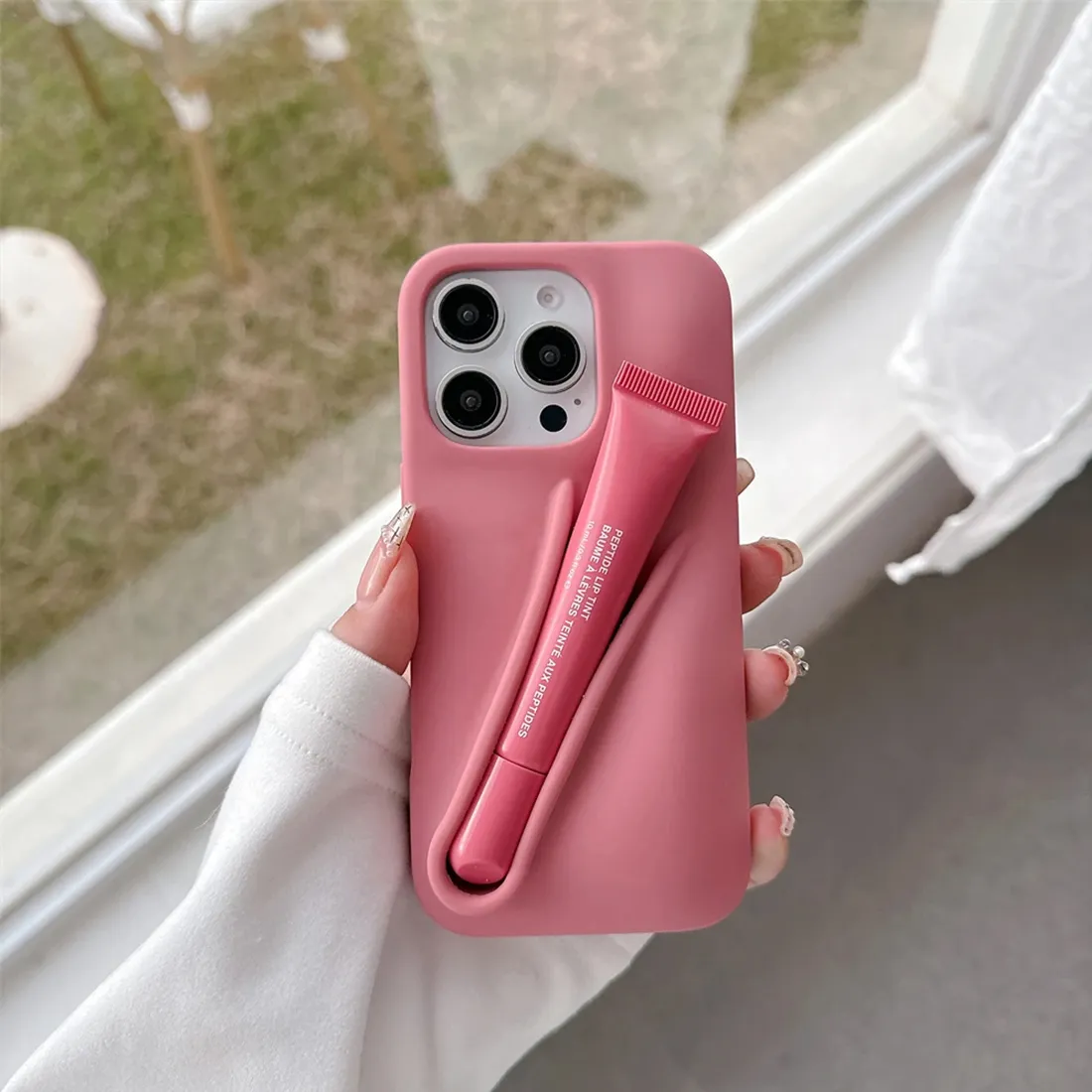 phone case Lipstick Case iphone 16 pro max cases Lip Gloss Lipstick Lip Balm 3D Make-Up Silicone Phone Case for iPhone 15 14 13 Holder Cover Silicone 